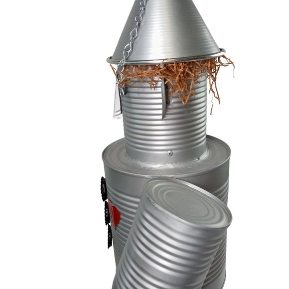 Folk Art Tin Man Sculpture Wizard Of Oz Recycled Robot Vintage 24 Inch - Picture 9 of 13